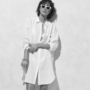 J. Crew Relaxed Fit Beach Shirt in White Size Large NWT